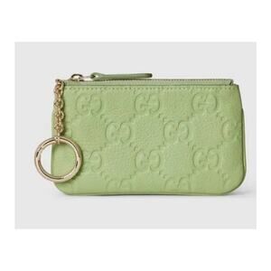 Gucci GG Emblem Zip Key Case Pale Green, New In Box, Authentic